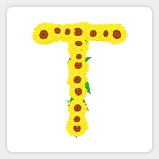 Sunflowers Initial Letter T (White Background) Magnet